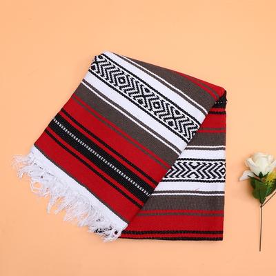 Mexican Blanket Red 130x180cm Thick Blended Serape Woven Throw for Yoga Camping Outdoor Car Sofa Mexican Blanket