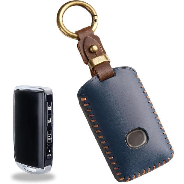 EASYANT Leather Key Fob Cover for Mazda 3 Hatchback CX5 CX90 -2025, Leather Car Remote Key Protector 4 Button Black