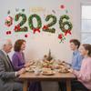 Christmas 2026 New Year Green Pine Needle Window Stickers Bow Party Decoration Festival Supplies Glass Electrostatic Stickers