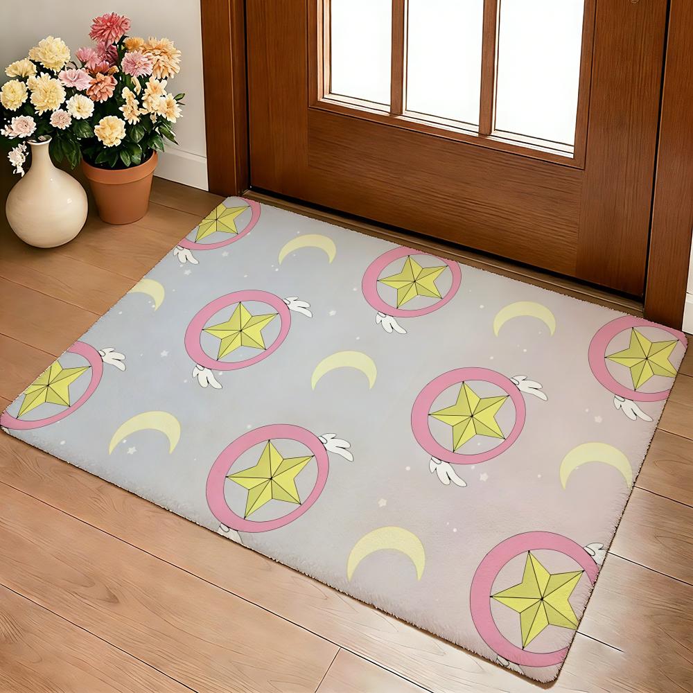 Kwaii C-Cardcaptor Sakura Floor Mat Cozy Flannel Soft Thick Non-Slip Mat For Living Room Bedroom Kitchen Decor Rugs