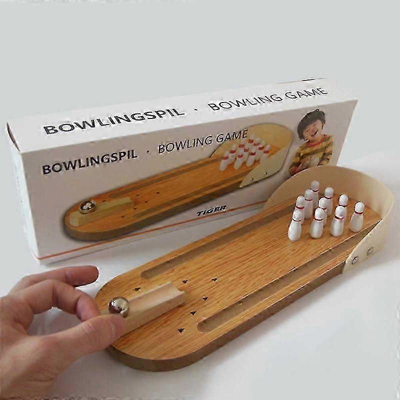 Wooden Mini Desktop Bowling Game Children's Toy Set Fun Indoor Parent-Child Interactive