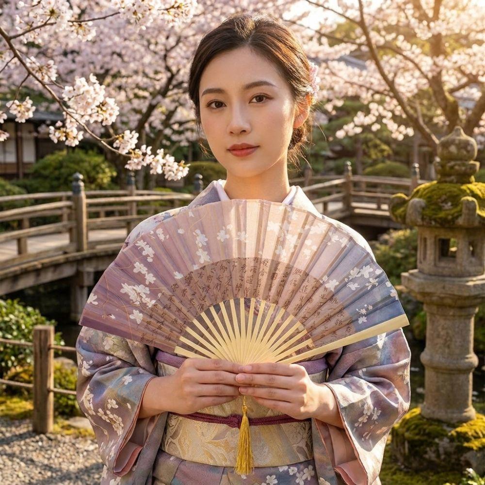 Exquisite Ancient Style Printing Folding Fan Vintage Handheld Fan Bamboo Fan Classical Dance