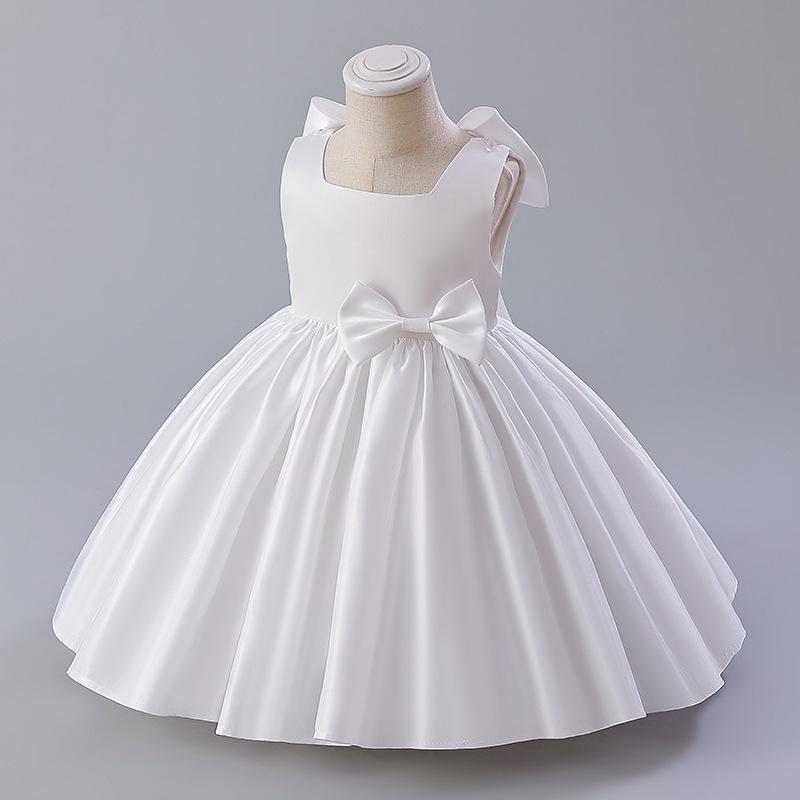 European & American Baby Girl's Satin Birthday & Flower Girl Dress with Big Bow