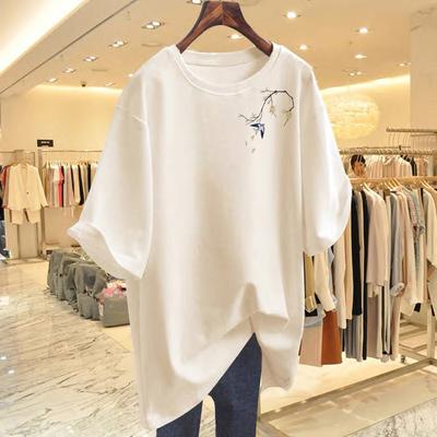 Chinese Style Pure Cotton Short-sleeved Women's Summer New Chinese Style Guochao Front Shoulder T-shirt Design Sense Youth T-shirt Short-sleeved Ins