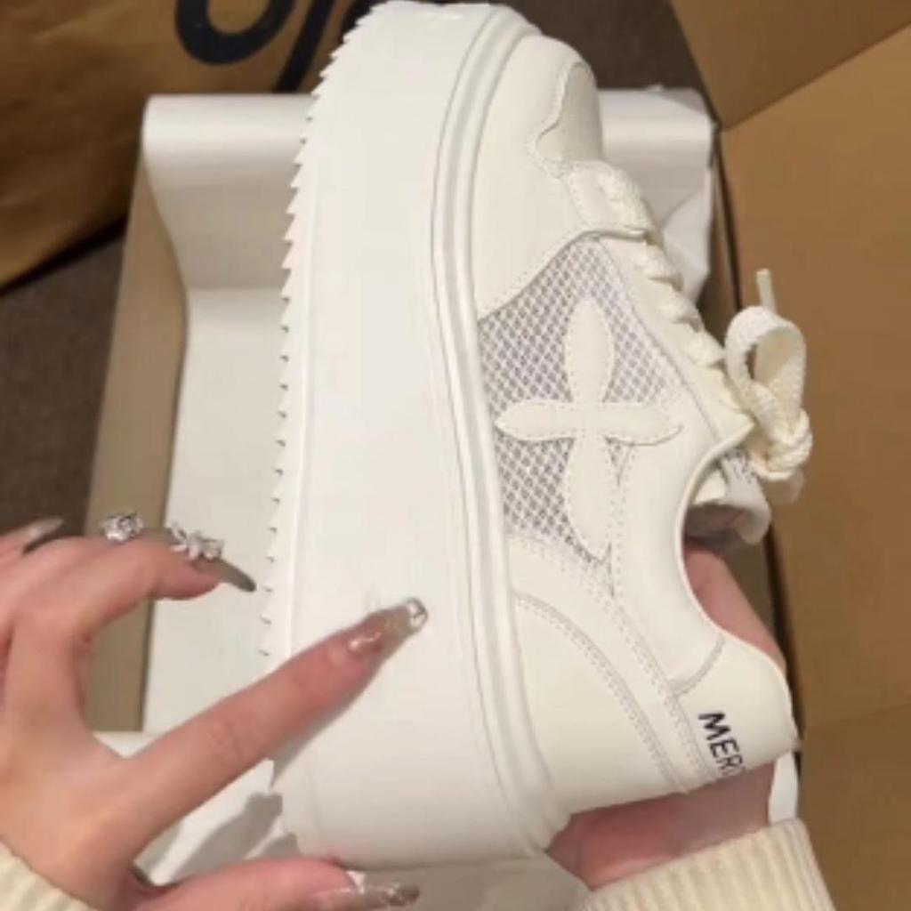 Baskets compensées à plateforme lacées polyvalentes pour femmes, été, nouvelle mode, décontractées, chaussures de skate
