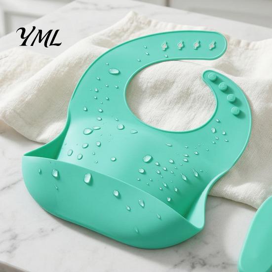 Silikon Baby Lätzchen Lätzchen, Wasserdicht Weich Verstellbar Fütterung Langlebig Saubere Angelegenheiten Große Tasche Essensfang Lätzchen für Babys Und Kleinkinder Leicht Abwischbar