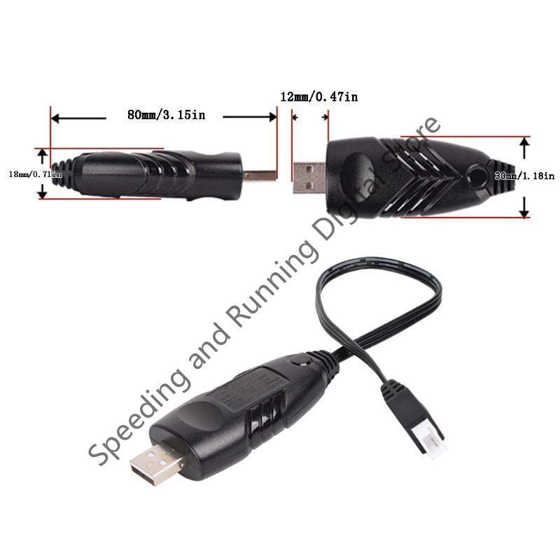 7.4v Charger 2000mA /1000mA/500mA XH-3P 2S Lipo Li-ion Batteries Electric RC Toys Car Drone 7.4V Universal USB Charging Cable
