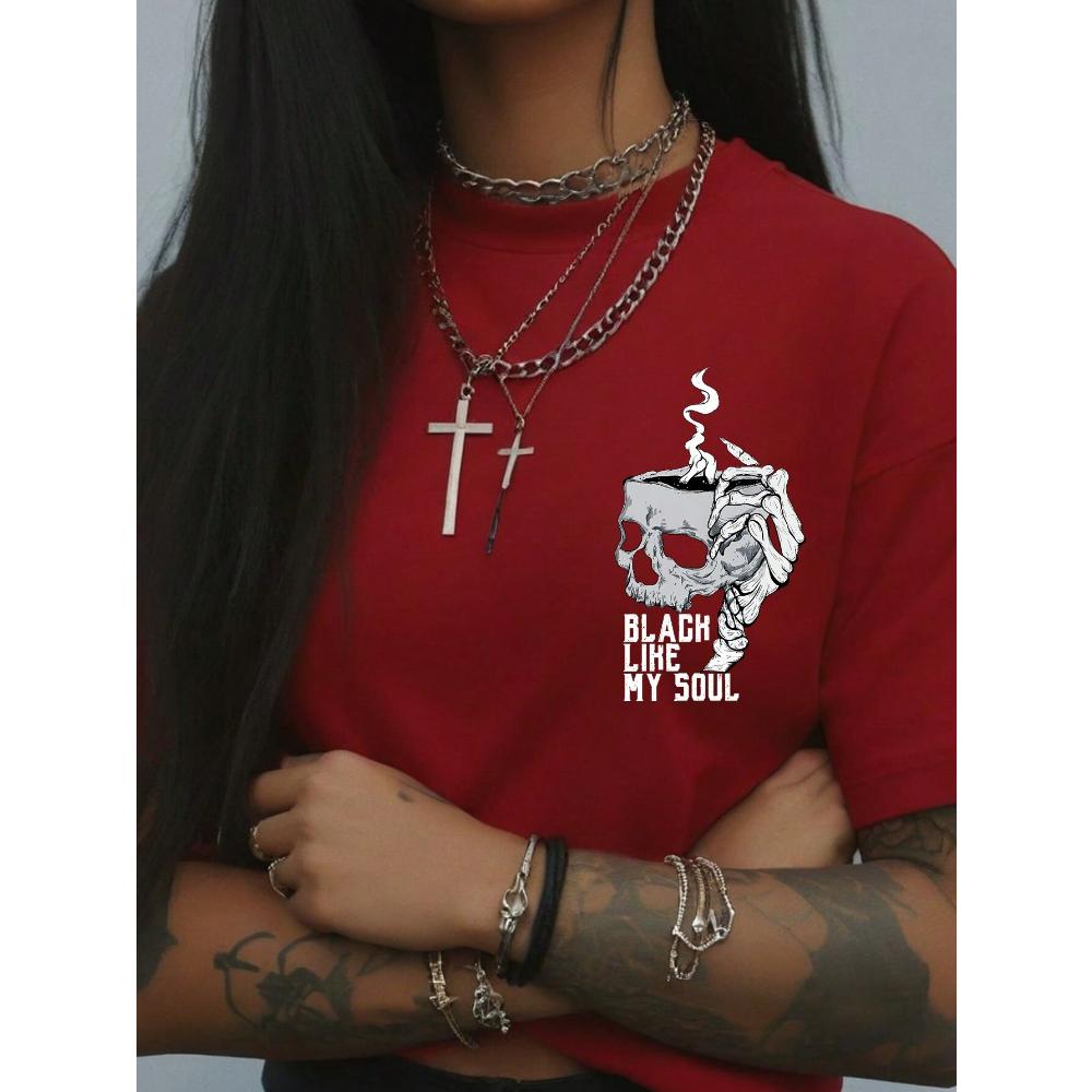 Women's Casual Short Sleeve T-Shirt, Comfortable, Round Neckline, Short Sleeve, Fashion Streetwear Digital Top For Women