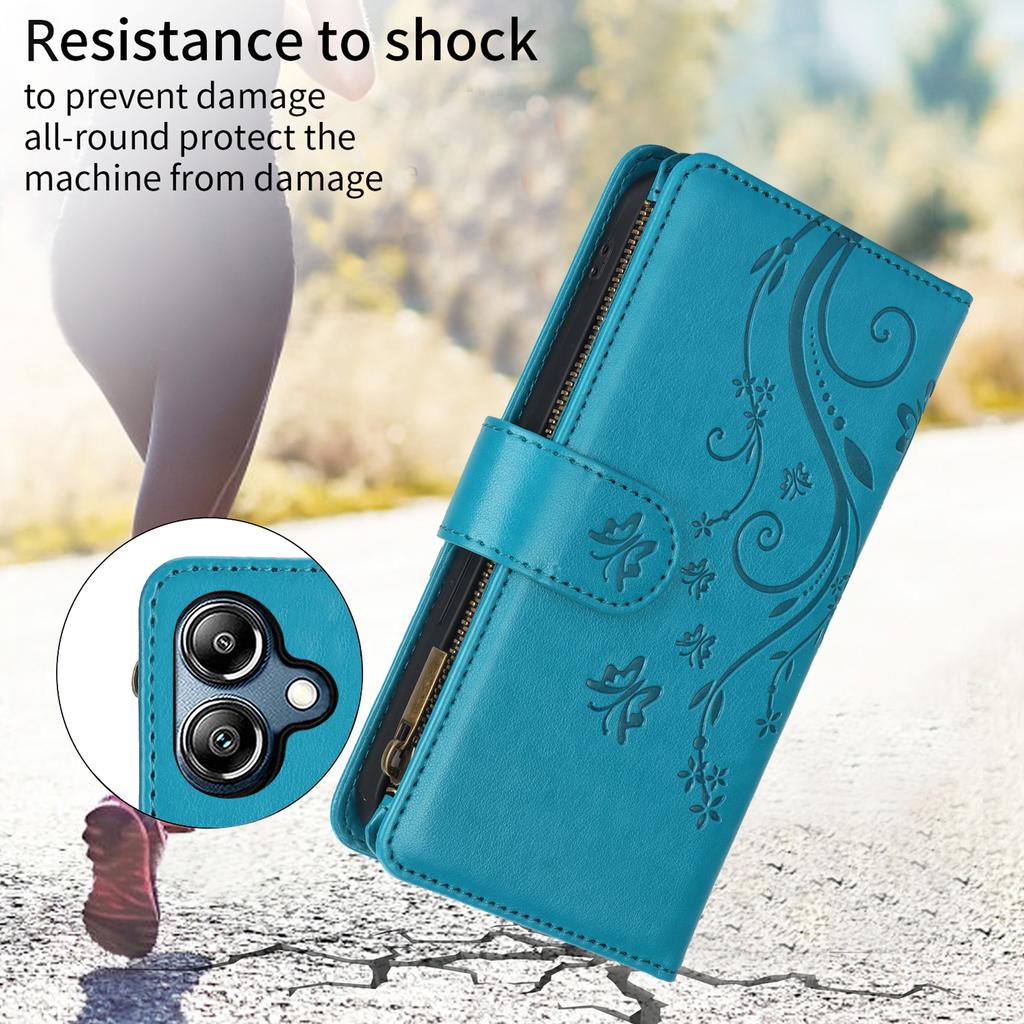WEFOR for Samsung Galaxy A57 A37 A56 A36 5G A17 A26 A16 A07 A06 Wallet Case, 6 Card Slots/Zipper Pocket, Detachable Wrist Strap