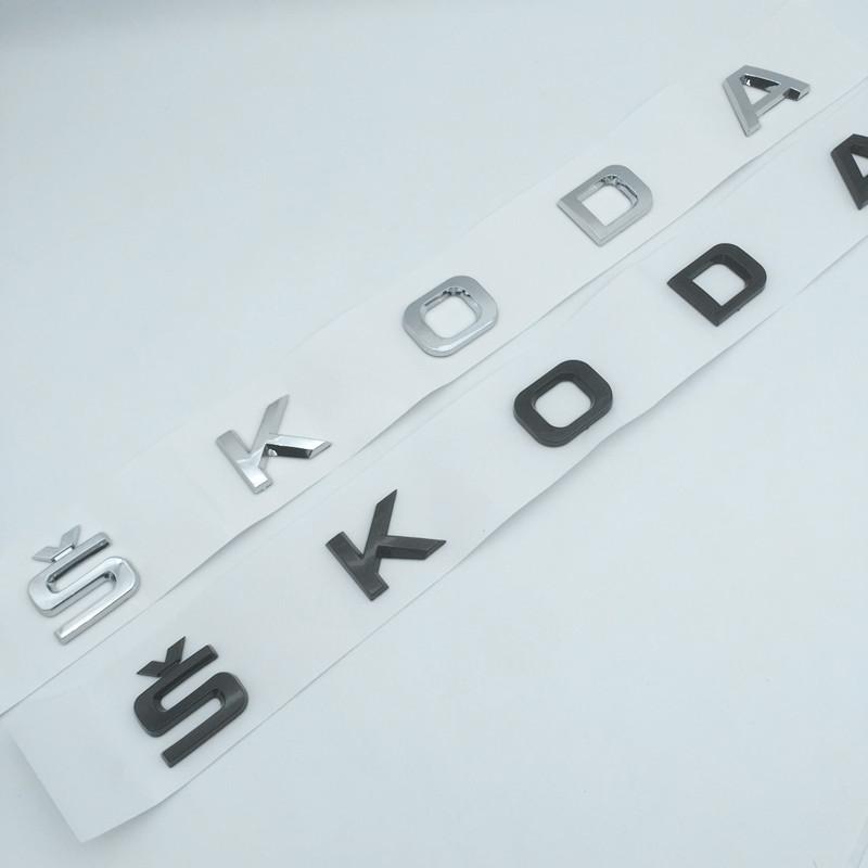 NADH5 1pcs 3D ABS high quality car Letter Front Hood Emblem Rear tail trunk Decals badge sticker Decal styling For Skoda