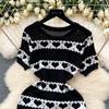 Summer Women Sweet Knitted Heart Slim Bodycon Girls Sheath Sweater Dresses