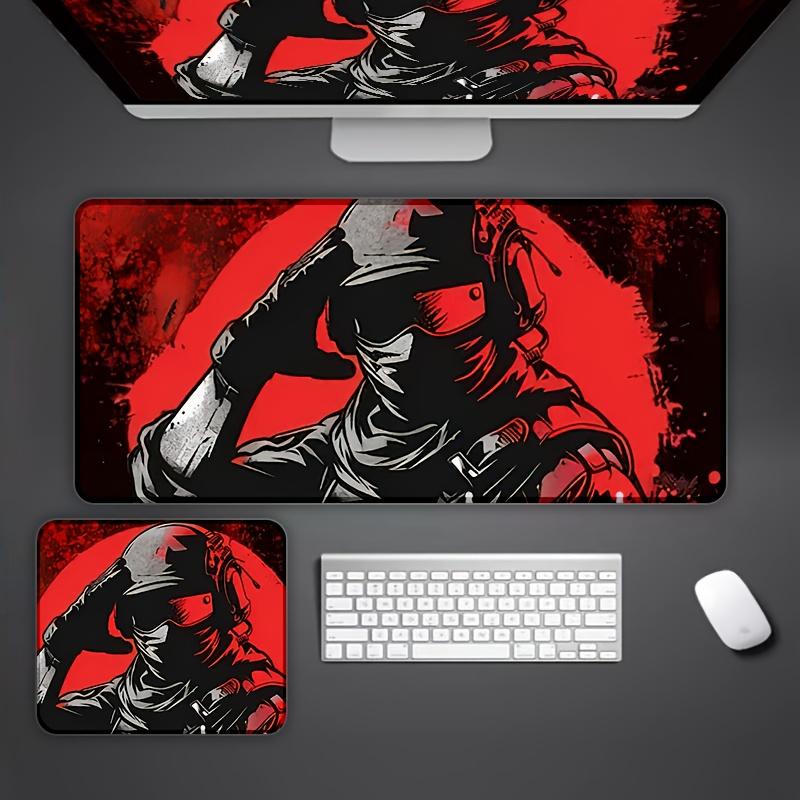Extended Gaming Mouse Pad Red Soldier Design Large Rubber Mouse Mat Desk Pad Non-slip Base Office Gaming Computer Accessories