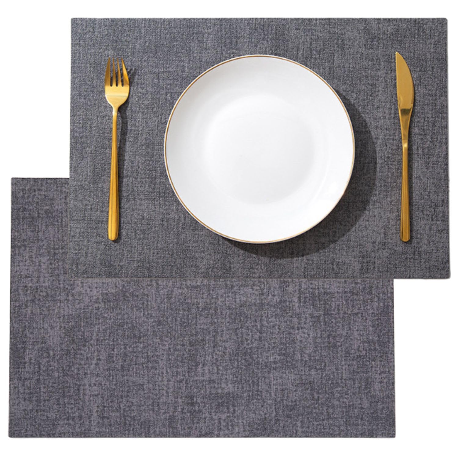 

Set of 2 Black PU Leather Placemats, Stylish, Water-Repellent, Stain-Resistant, Insulating, and Non-Slip, NYANDELMO ND-0109-R11-BK-2