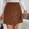 2024 Elegant High-Waisted Irregular Corduroy A-Line Midi Skirt
