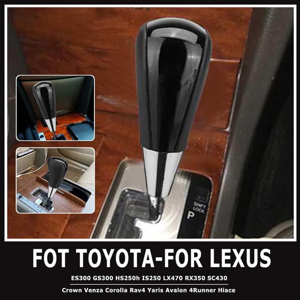 Automatic Car Gear Shift Knob Lever Shifter Stick for To-yo-ta Corolla Hilux 2011 Harrier 2010 Camry/Harrier Fortuner Crown (Black Leather)