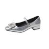 Fashion Spring 2025 Elegant Fashion Hot Seller High Heel Diamond Embellished Square Toe Women's Single Shoes Versatile