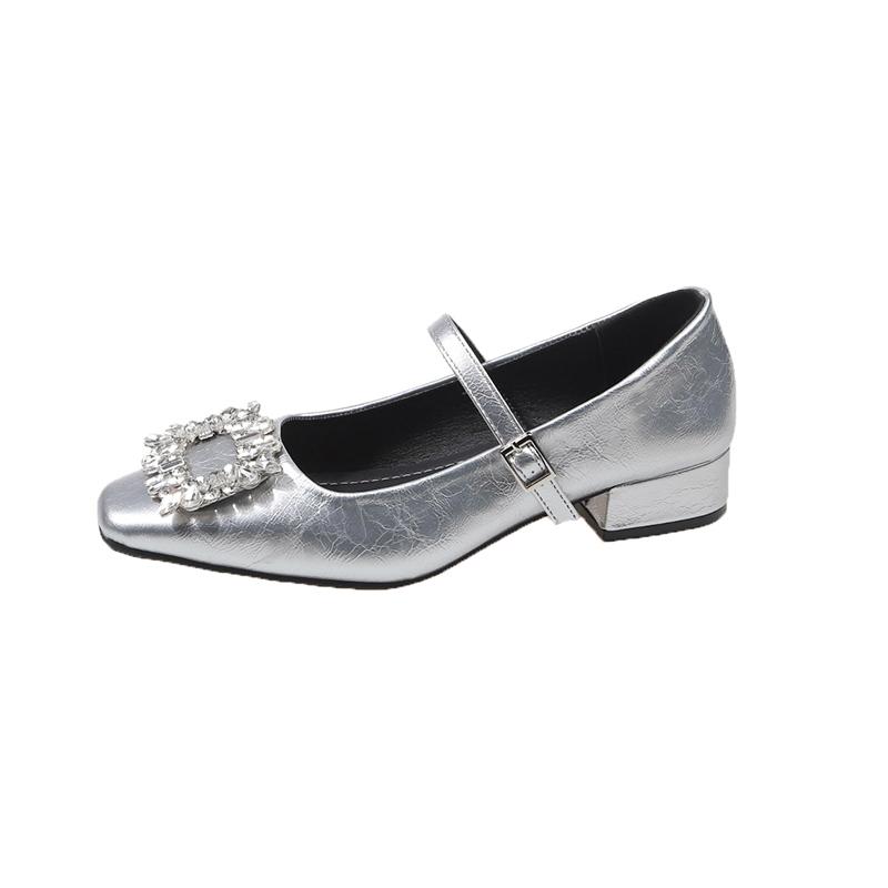 Fashion Spring 2025 Elegant Fashion Hot Seller High Heel Diamond Embellished Square Toe Women's Single Shoes Versatile