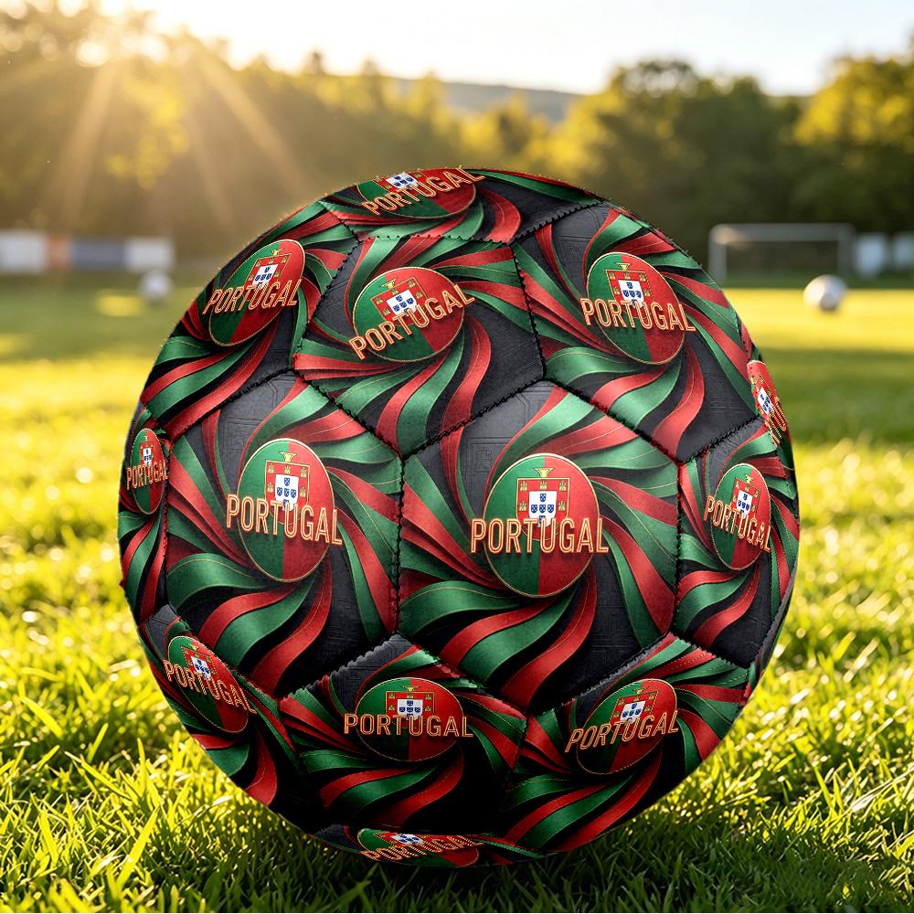 Portugal Football Printed Size 5 Soccer Ball Wear Resistant Standard Adult Training Football Fan Gift for Indoor Outdoor Match Sports