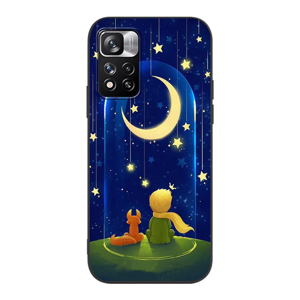 Little Prince Anime Space Case for Xiaomi Redmi Note 9S 9 8 10 11 Pro 9C 9A 7 8T 7A 8A 10S 11T 11E 9T Black Silicone Phone Cover