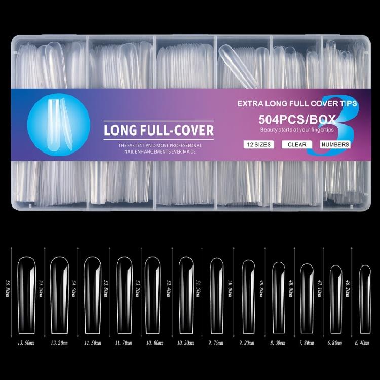 Instantly Salon Styles False Nail 504Pieces/Box Long Coffin Fake Nail Easy Fit Glamorously Nail Art for Home DIY Decors