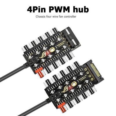 Hovedkort 1 til 10 pins vifte 4 pins PWM kjølevifte HUB Splitter Extension 12V strømforsyningsuttak PC Speed ​​Controller Adapter