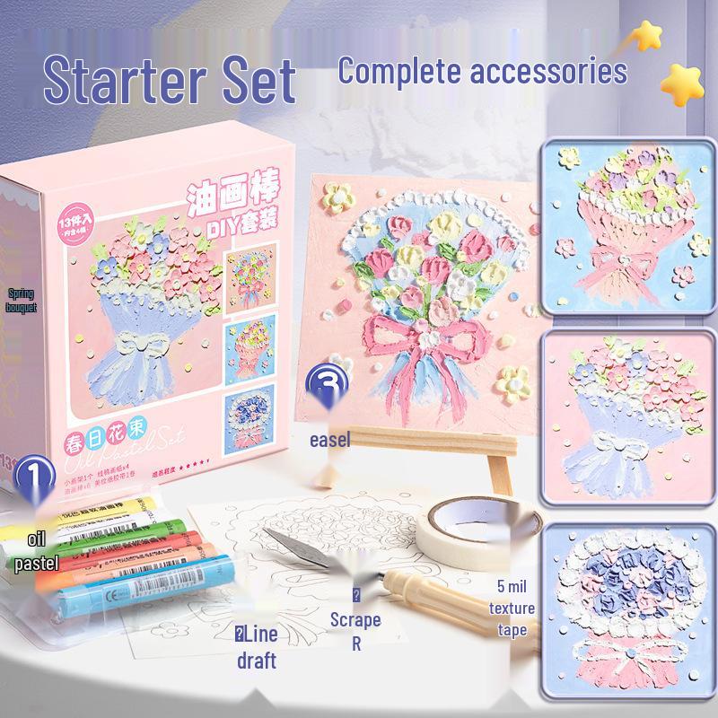 DIY Oil Pastel Art Set: Soft Crayons, Painting Paper, Scraper, Picture Frame