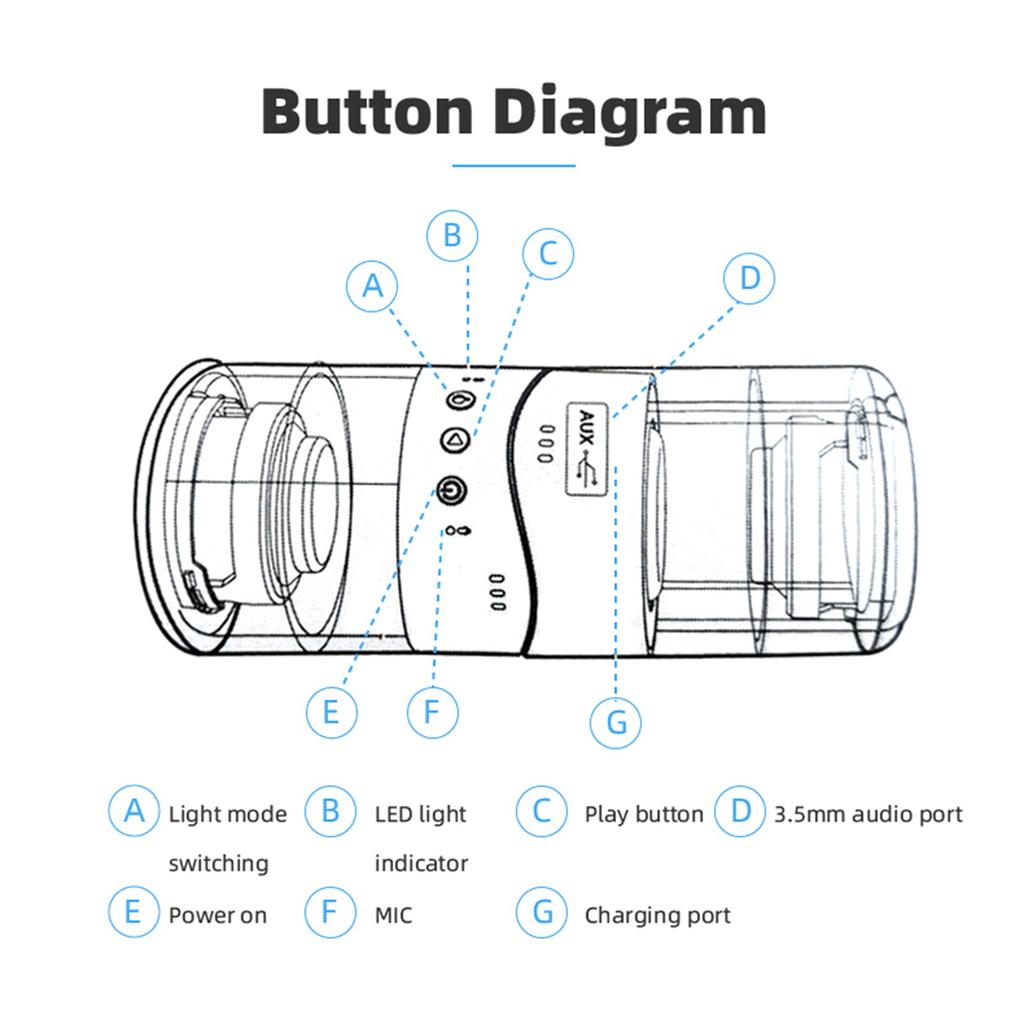 FineBlue MK-22 Magnetic TWS Wireless Speaker with LED Lights Portable Sound Box Transparent LED