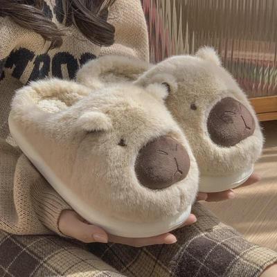 Pantofole di Cotone Capibara di Peluche da Donna 2024 - Calzature da Interno Accoglienti per Autunno e Inverno con Suole Spesse