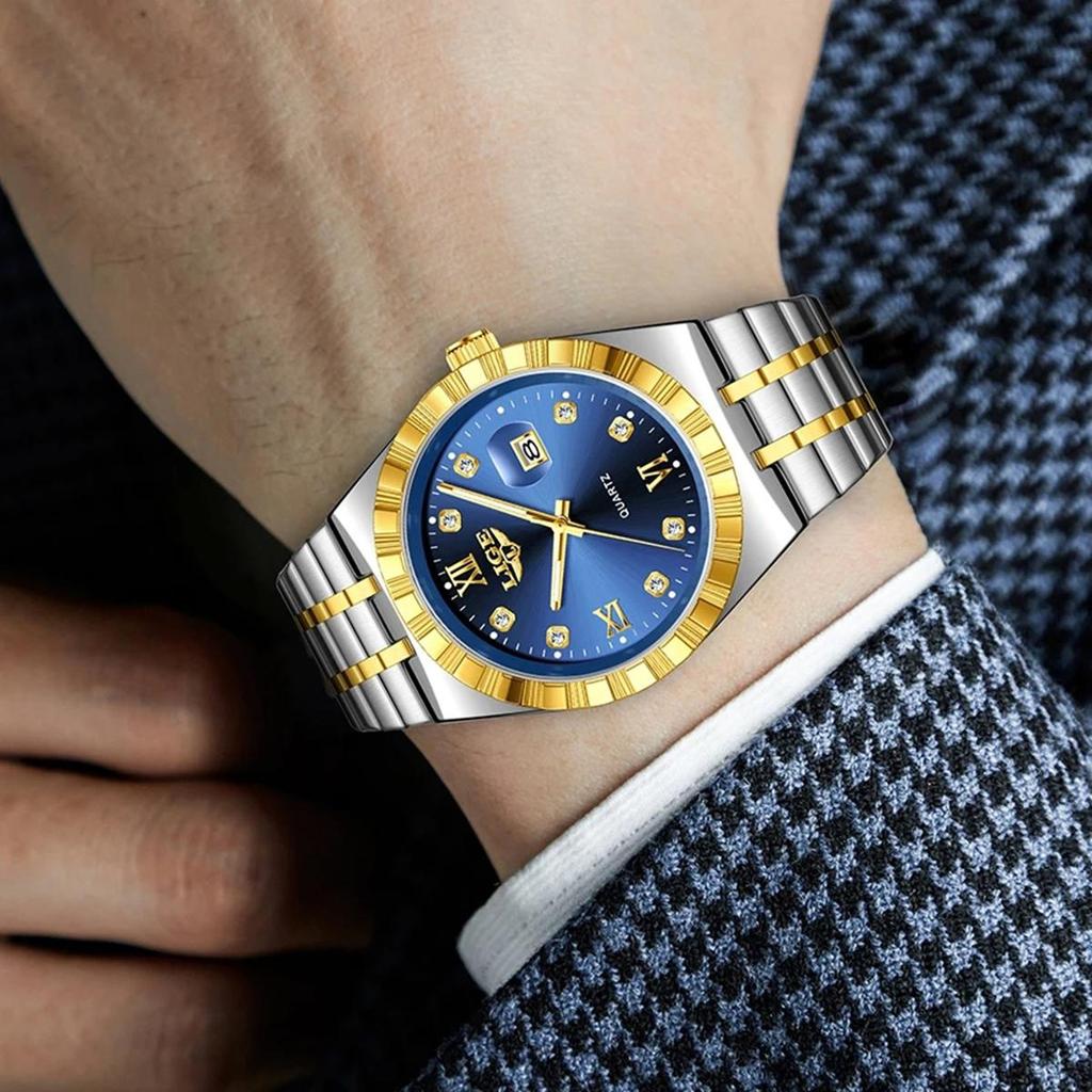 Herrenmode Businessuhr Herren Sport Schwarz Edelstahl Luxus Leuchtend Wasserdicht Herren Quarzuhren