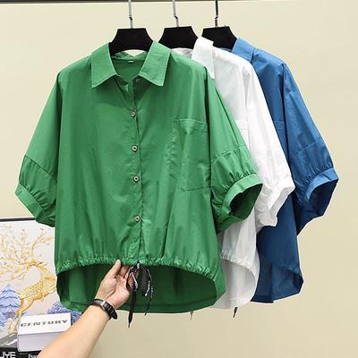Camicie Estive a Manica a Pipistrello da Donna Bluse Corte Casual Larghe Orlo Vita Camicette Corte Solide Camicie Bianco Sporco da Donna