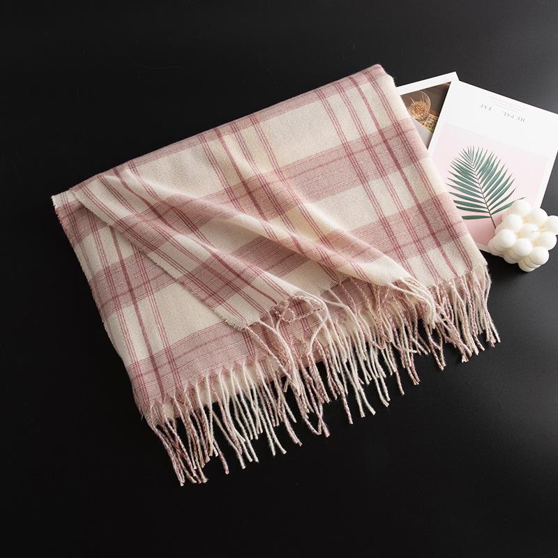 

Стильный и милый клетчатый шарф из имитации кашемира, женский универсальный стиль, холодостойкий и теплый шарф 80*184cm