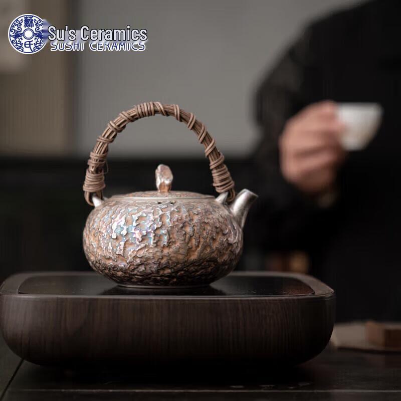 

Su s Ceramic Gilded Silver Teapot with Stone Pattern