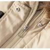 Korean Style Women Hooded Short Coat Horn Buttons Big Fur Collar Winter Warm Thickened Workwear Jacket