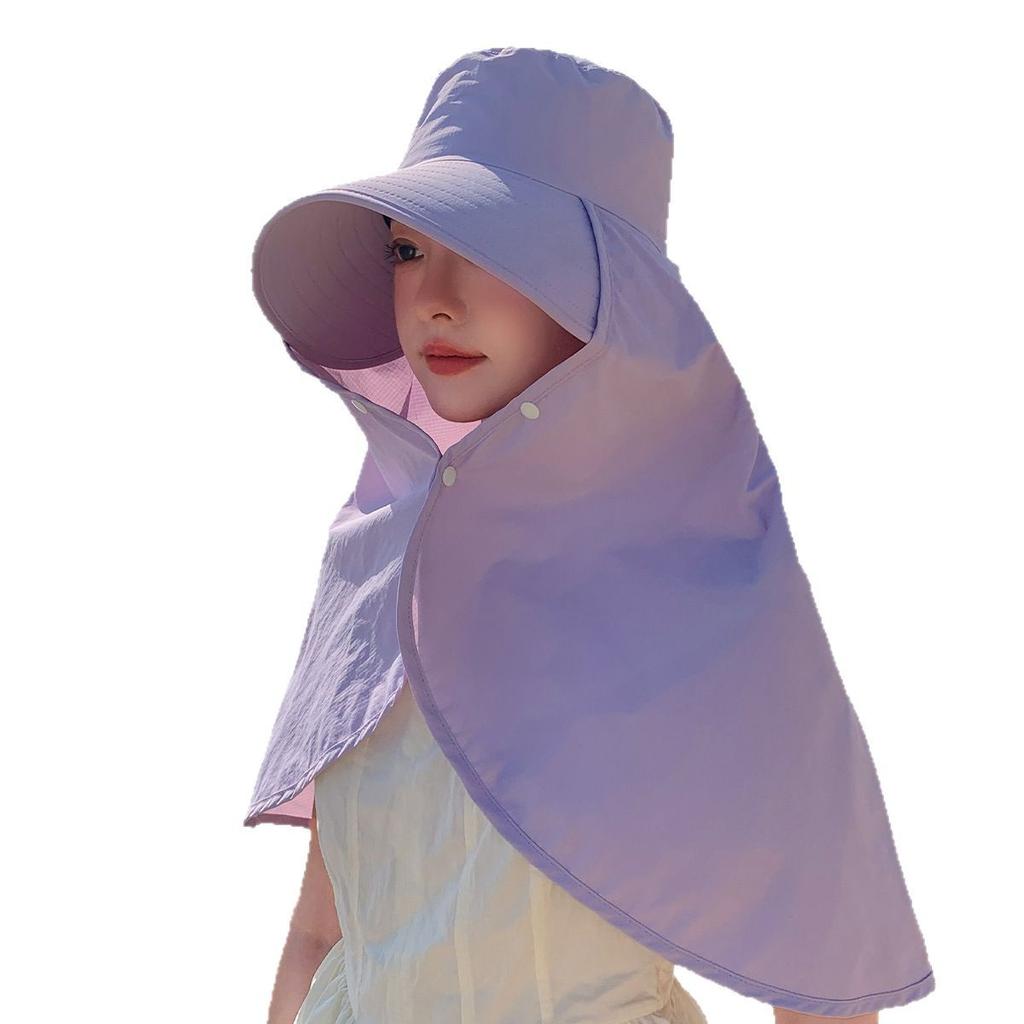 Outdoor Sun Protection Large Shawl Integrated Hat Shoulder and Neck Sun Hat Face Cover Big Eaves Sun Hat Beach Fisherman Hat