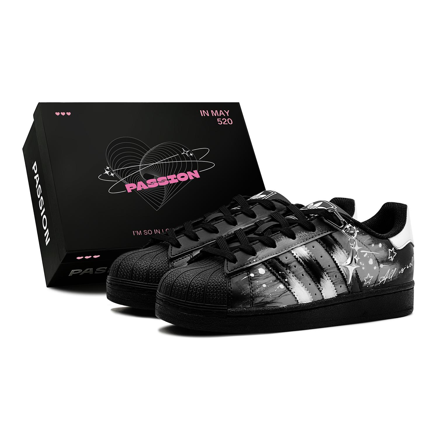 

Adidas Originals Superstar 2 Couple s, Romantic Encounter, Ink Stained Starry Path, Urban Techwear, Sci Fi Vibe Low top JI0079(TeamS3-S-BOX) 43⅓