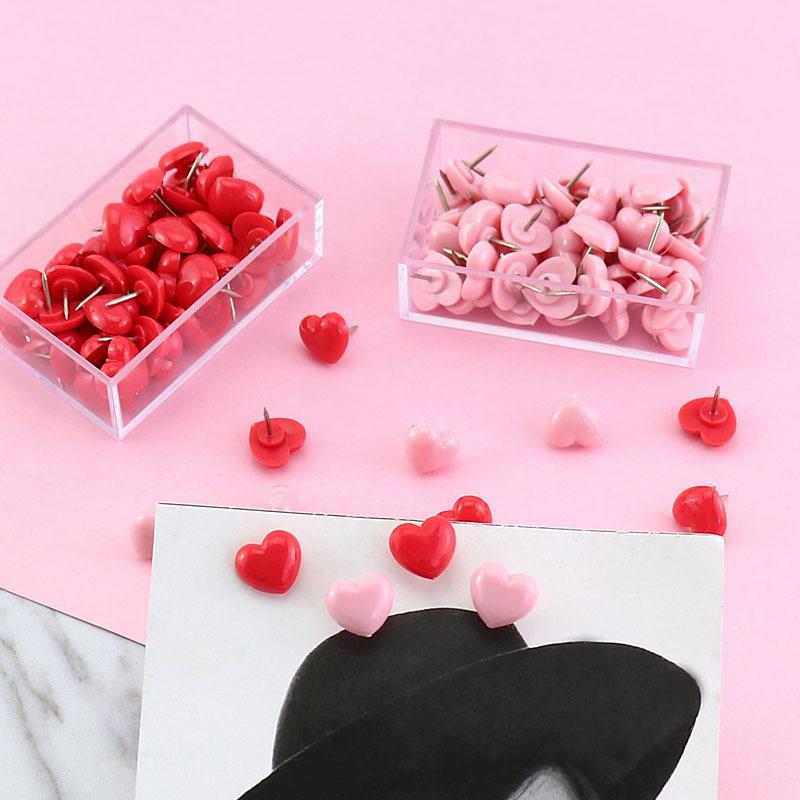 Ins Love Heart Shape Push Pins Safety Colored Push Pin Cork Board Thumb Tack Wall Pins School Stationery Office Binding Supplies