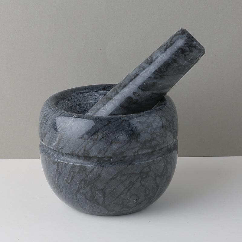 Small Marble Mortar and Pestle - Natural Stone Grinder for Garlic and Pepper Crushing