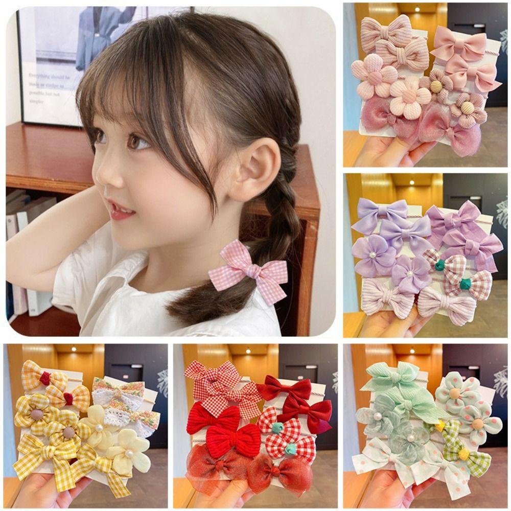 10Pcs/Set Fashion Cute Big Bow Hairbands Hair Accessories Rubber Flower Hair Rings Mesh Elastic Hairbands Girls