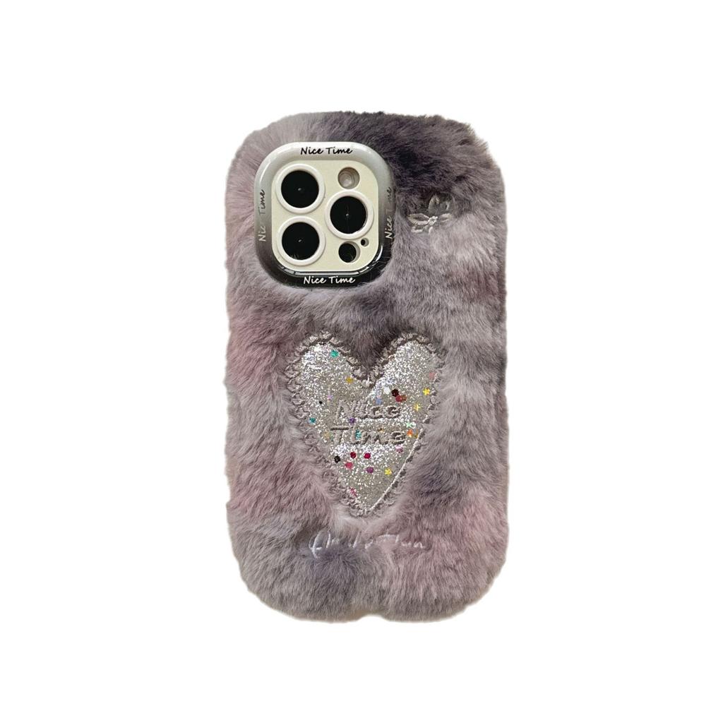 Autumn and winter plush love mobile phone case is suitable for Apple 16promax lens holder iPhone17pro fabric 17.