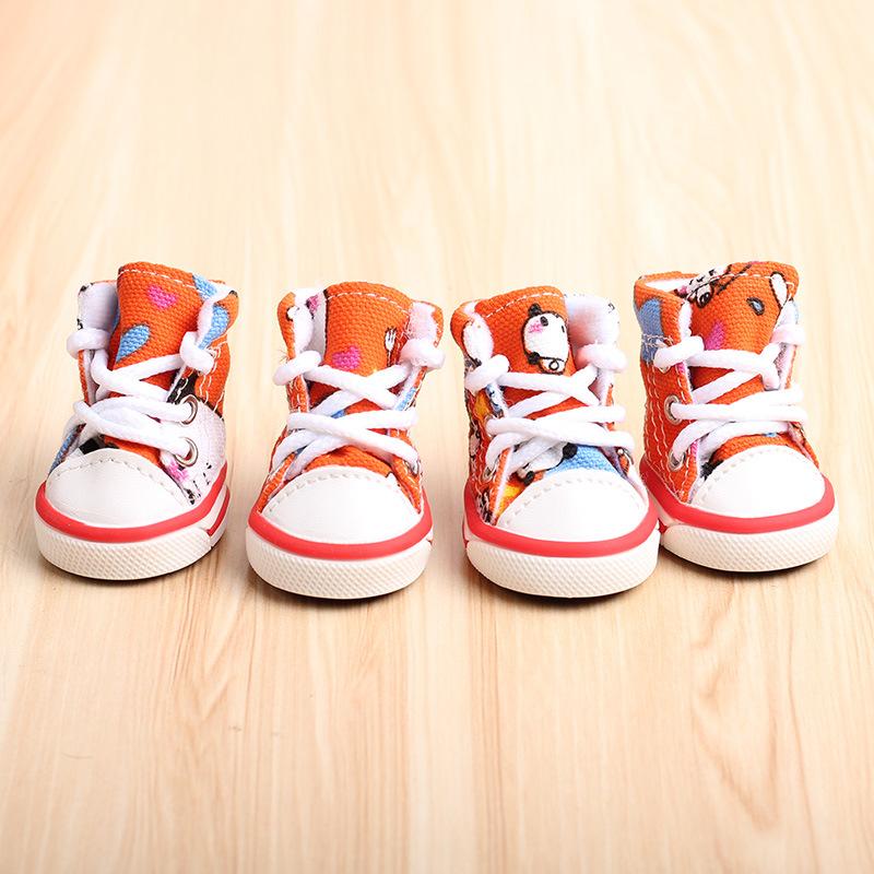 4 st/set Pet Dog Dog Shoes Four Seasons Sports Canvas Ball Skor Teddy Bichon Varm mjuk botten Små hundar