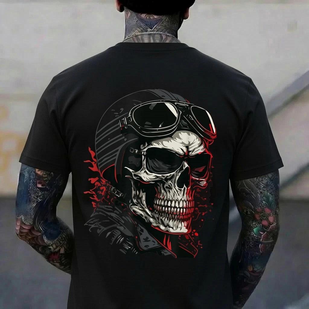 Skull Biker Skeleton Motorcycle Chopper Cafe Racer T-Shirt 2XL
