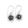 Natural Black Tourmaline Gemstone 925 Sterling Silver Jewelry Hook Earrings1.40" EE-56-20
