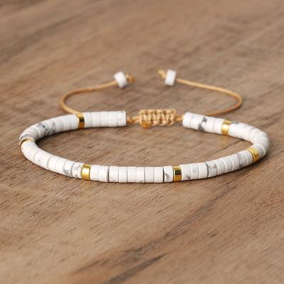 Women Bracelet with Tassel Adjustable Cord Natural Stone Smooth Mind Healing Calm Confidence