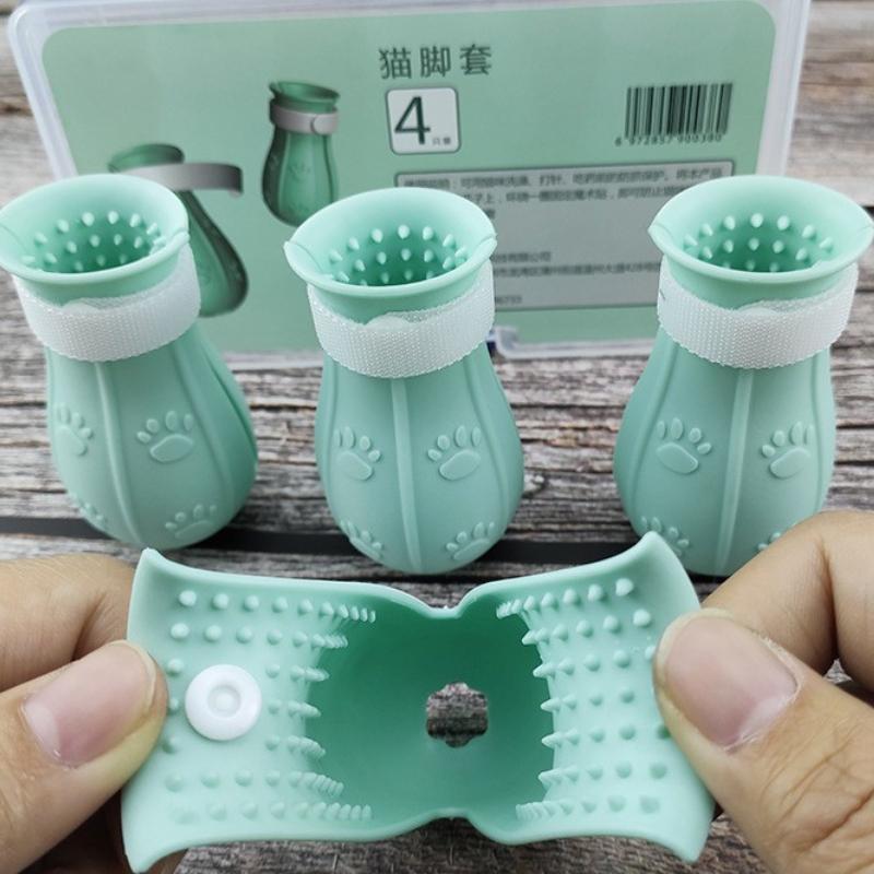 

Anti scratch cat feet, cat paw protection, bathtub, anti scratch adjustable pet shower boots, cat paw nail covers, pet products A box зелёный