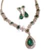 Rhinestone Geometric Flower Necklace & Earring Set with Water Drop Design