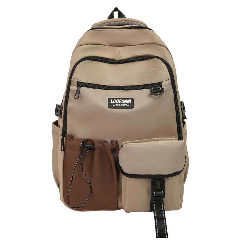 

Колірний блок Студентський шкільний рюкзак Чоловічий рюкзак Жіночий рюкзак великої місткості хакі