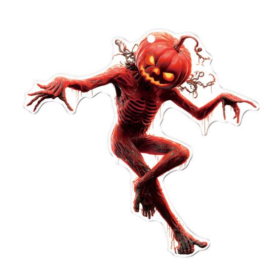 Car Mirror Hanging Accessories Spooky Pumpkin Man 2D Acrylic Rear View Mirror Pendant Flat Auto Interior Halloween Decoration for Car Backpack