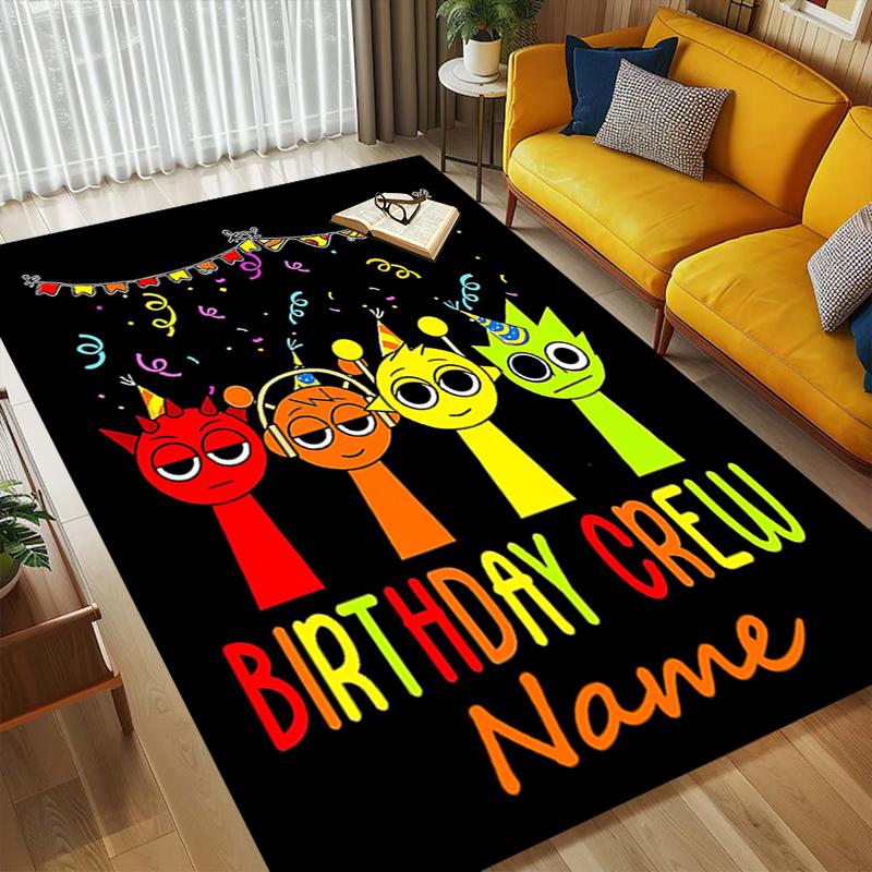 Custom Name Sprunki Love Living Room Non-Slip Area Rug Soft Carpet for Bedroom Kids Playroom Sofa Office Home Decor Doormat
