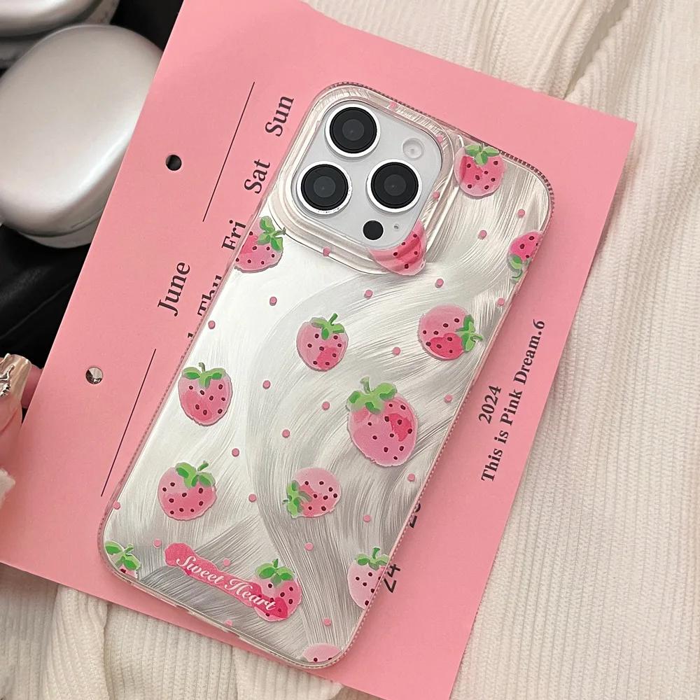 Pink Strawberry Phone Case For IPhone 17 Air 16 15 14 13 12 11 Pro Max Cover For IPhone 16 15 14 Plus Case Cover Funda Bumber