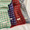 Small fresh college style small plaid wool scarf women's winter warm versatile retro knitted scarf